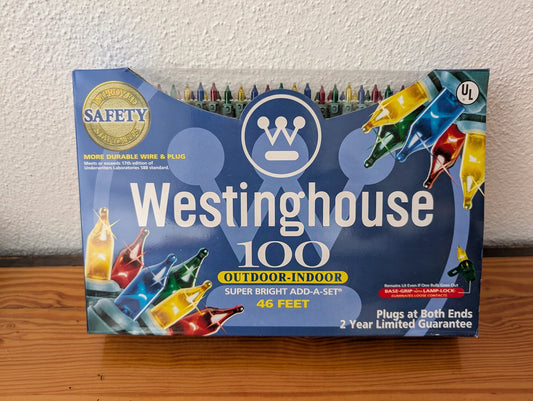 100 Super Bright Add-A-Set from Westinghouse - 1990s-2000s Holiday Lighting (Plastic, Glass Copper Wire Christmas Lights, Traditional, Multi-color)