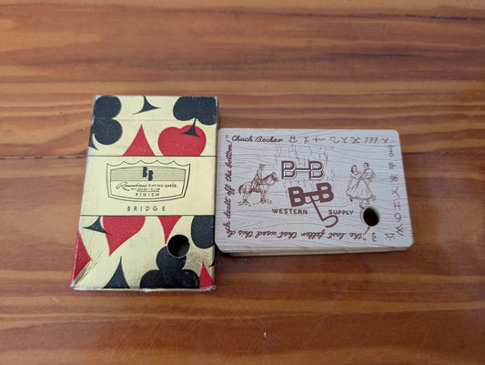 Remembrance Playing Cards / B&B Notepad from Remembrance / B&B Western Supply - 1960s-1970s Collectibles (Paper, Wood Playing Cards & Notepad, Vintage, Western, Advertising, Multicolor)