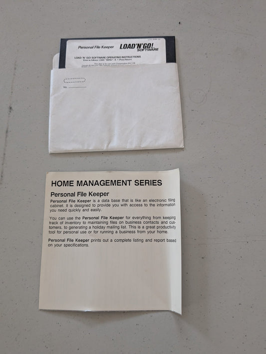 Personal File Keeper from the Home Management Series Commodore 64 with instructions