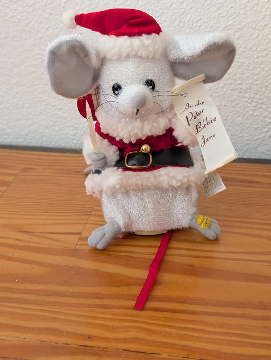 Christmas Story-Telling Mouse from Unknown -  Holiday Decor (Fabric, Plastic Decor / Toy, Kids, Whimsical, White, Red, Grey)