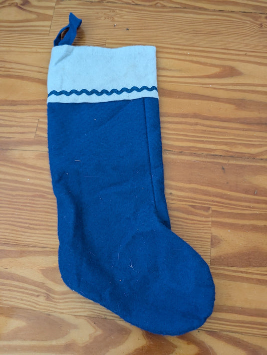 Blue Felt Stocking from Unknown -  Linens (Felt, Ribbon Stocking, Traditional, Kids, Blue, Light Blue)