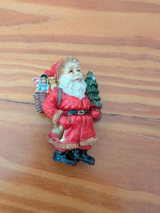 Resin Santa with Tree and Toys from Unknown -  Holiday Decor (Resin Magnet / Ornament, Traditional, Red, White, Green, Brown)
