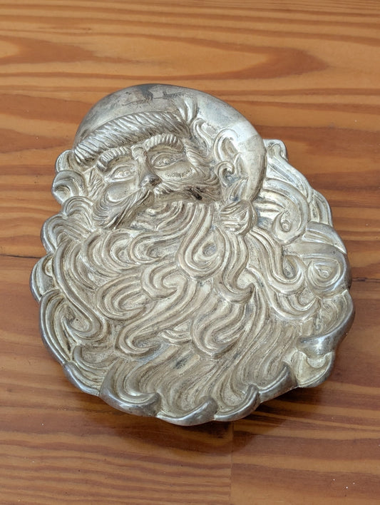 Metal Santa Face Dish from Unknown -  Holiday Decor (Metal Tableware / Decor, Traditional, Vintage, Silver)