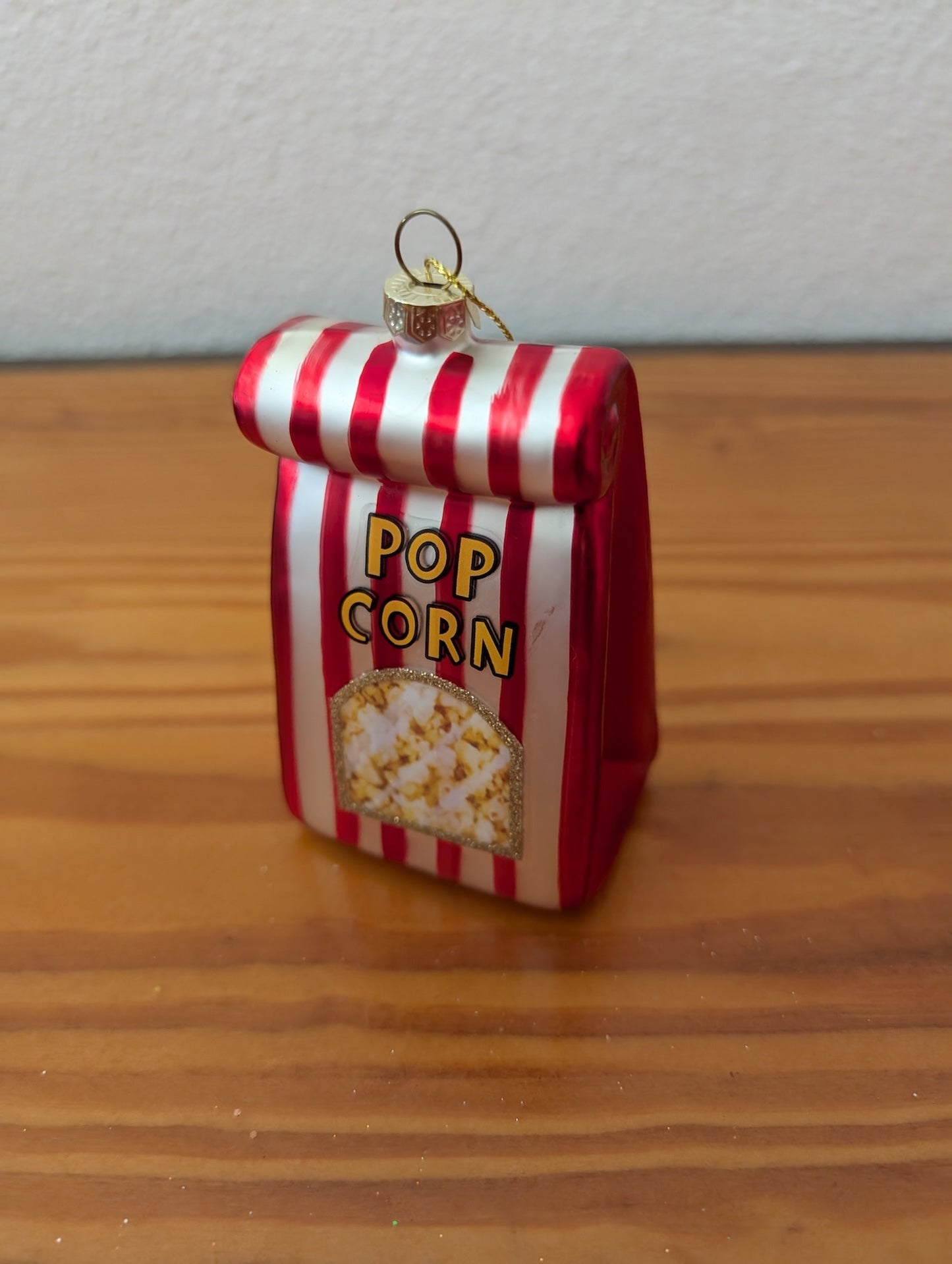 Popcorn Bag Ornament from Unknown -  Ornaments (Glass Ornament, Novelty, Food-themed, Kitsch, Red, White, Yellow)