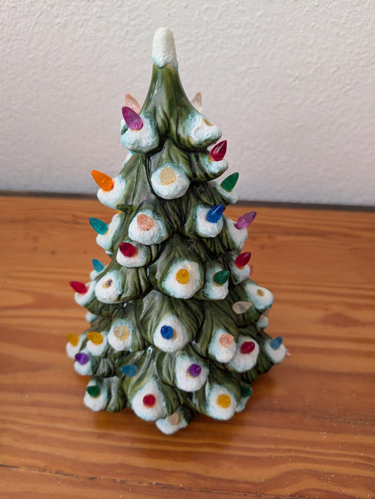 Small Ceramic Christmas Tree from Unknown -  Holiday Decor (Ceramic, Plastic Lighting / Decor, Vintage, Traditional, Green, White, Multicolor)