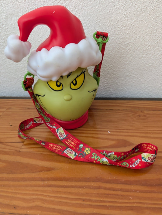 The Grinch Popcorn Bucket/Sipper from Universal Studios -  Collectible (Plastic, Fabric Souvenir, Character-themed, Kids, Green, Red, White)