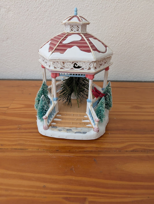 Christmas Village Gazebo from Unknown -  Holiday Decor (Ceramic or Resin Decor / Village Piece, Traditional, Victorian, White, Red, Green)