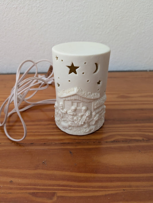 Ceramic Nativity Luminary from Unknown -  Holiday Decor (Ceramic Lighting / Decor, Religious, Minimalist, Rustic, Cream, White)