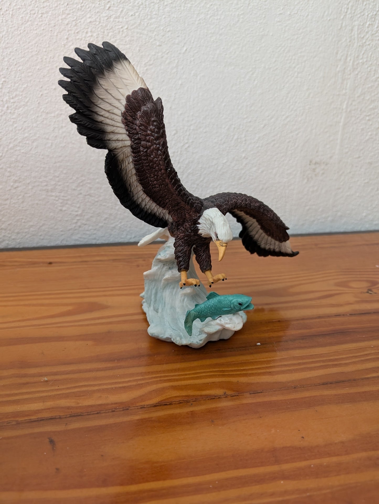 Eagle Catching Fish from Unknown -  Decor (Porcelain or Resin Figurine, Wildlife, Patriotic, Cabin, Brown, White, Black, Blue)