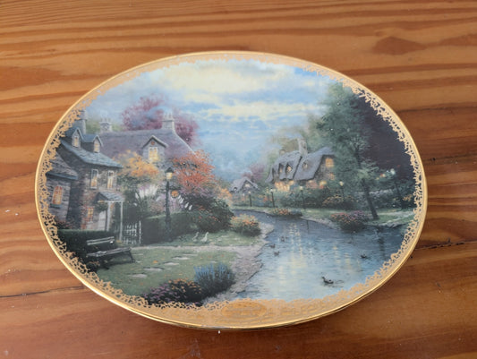 A Quiet Evening (or similar Kinkade title) from Thomas Kinkade / The Bradford Exchange - 1990s Wall Decor (Porcelain Collector Plate, Traditional, Cottagecore, Multicolor)