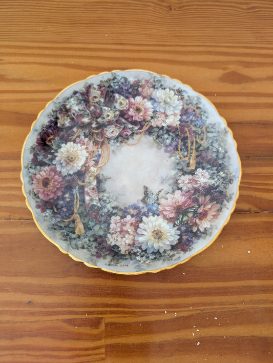 Nature's Harmony from W.S. George Pottery Company - 1991 Wall Decor (Porcelain Collector Plate, Romantic, Victorian, Shabby Chic, Traditional, Multicolor (dominant: pastel pinks, purples, blues))