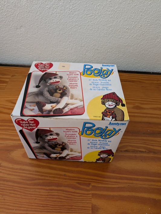 Pookey Sock Monkey Kit from Janlynn - 2000s Crafts & Hobbies (Socks (Cotton/Poly), Stuffing, Felt Craft Kit, Craft, Kids, Vintage Toy, Brown, Red, White)