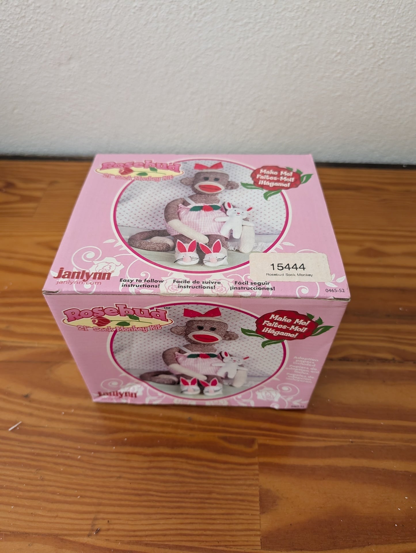 Rosebud Sock Monkey Kit from Janlynn - 2000s Crafts & Hobbies (Socks (Cotton/Poly), Stuffing, Felt Craft Kit, Craft, Kids, Vintage Toy, Brown, Red, White, Pink)