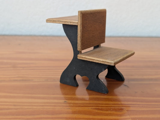 Miniature School Desk from Unknown -  Miniatures / Decor (Wood Miniature Furniture, Dollhouse, Miniature, Vintage, Brown, Black)