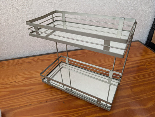 Two-Tier Mirrored Shelf from Unknown -  Bathroom / Home Decor (Metal, Mirror Vanity Shelf, Modern, Glam, Art Deco, Silver / Grey)