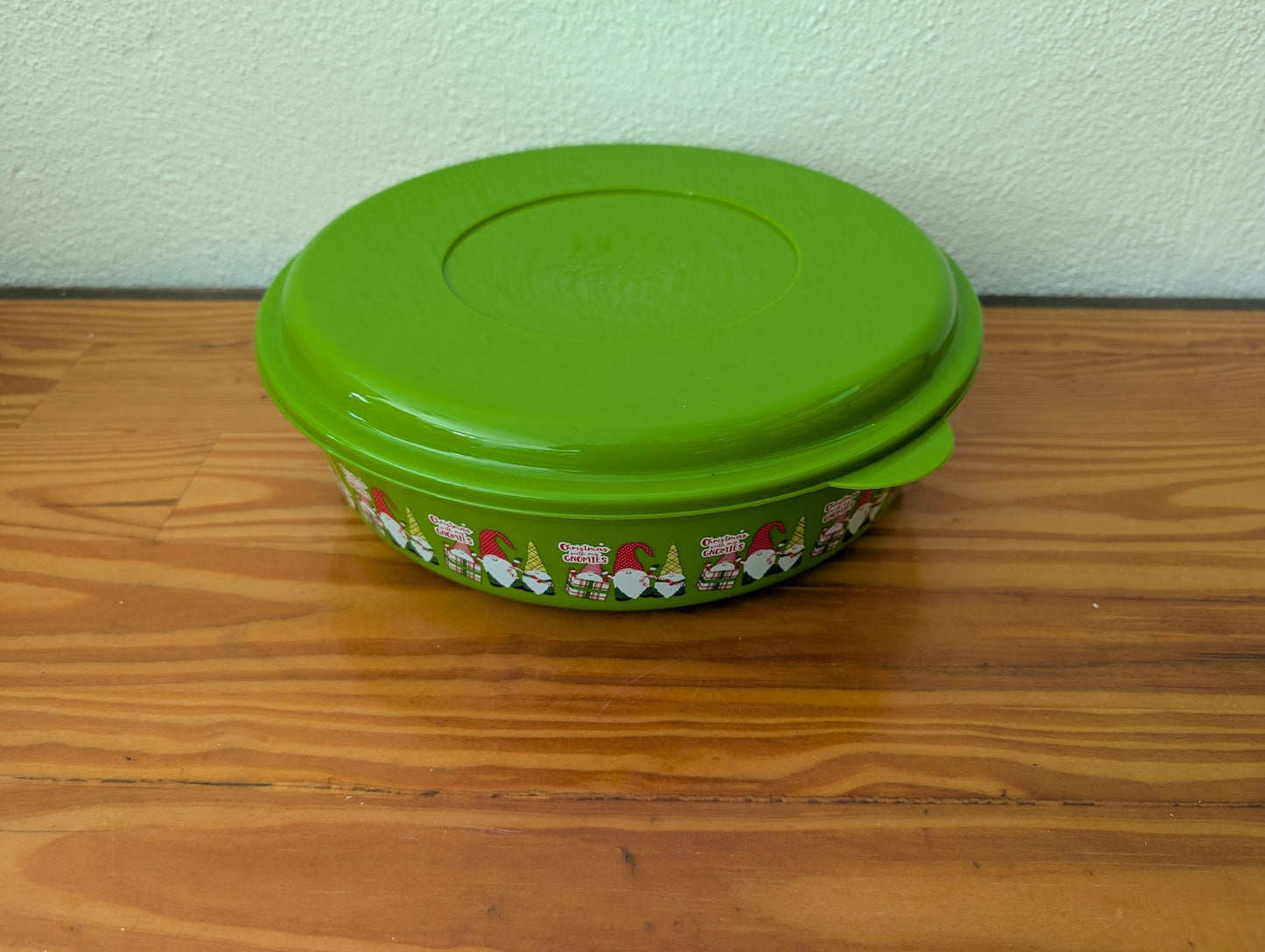 Christmas Gnome Bowl from Tupperware -  Kitchenware (Plastic Food Storage, Kitchen, Holiday, Lime Green, Red)