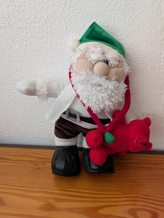 Doctor Santa from Unknown -  Holiday Decor (Fabric, Plush Plush Figurine, Whimsical, Medical, White, Red, Green, Brown)