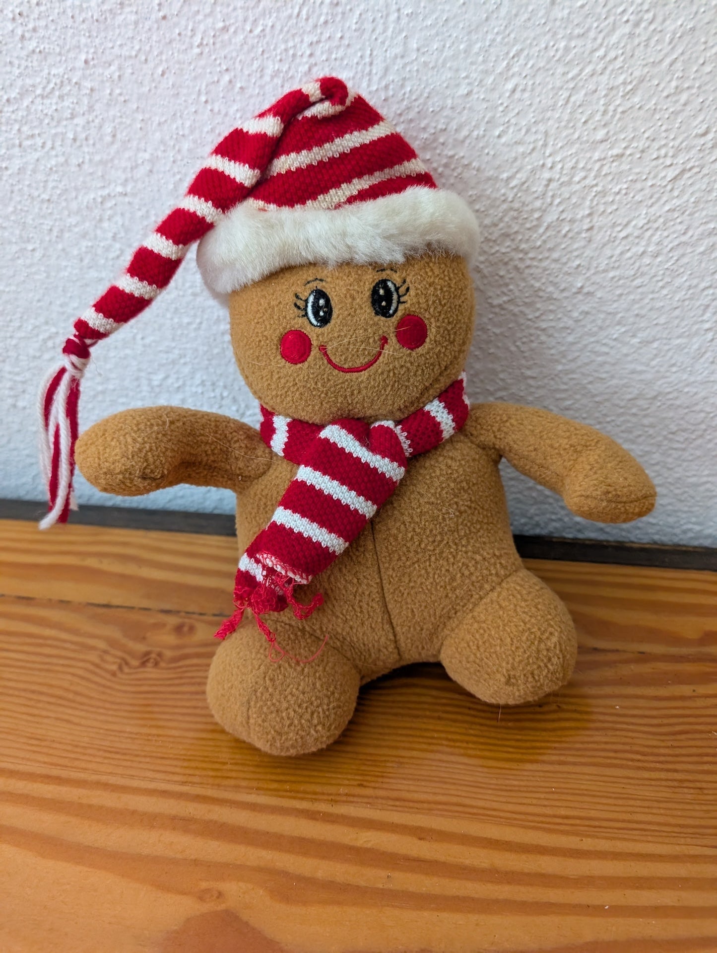 Gingerbread Man Plush from Unknown -  Toys (Plush, Fabric Plush Toy, Christmas, Kids, Brown, Red, White)