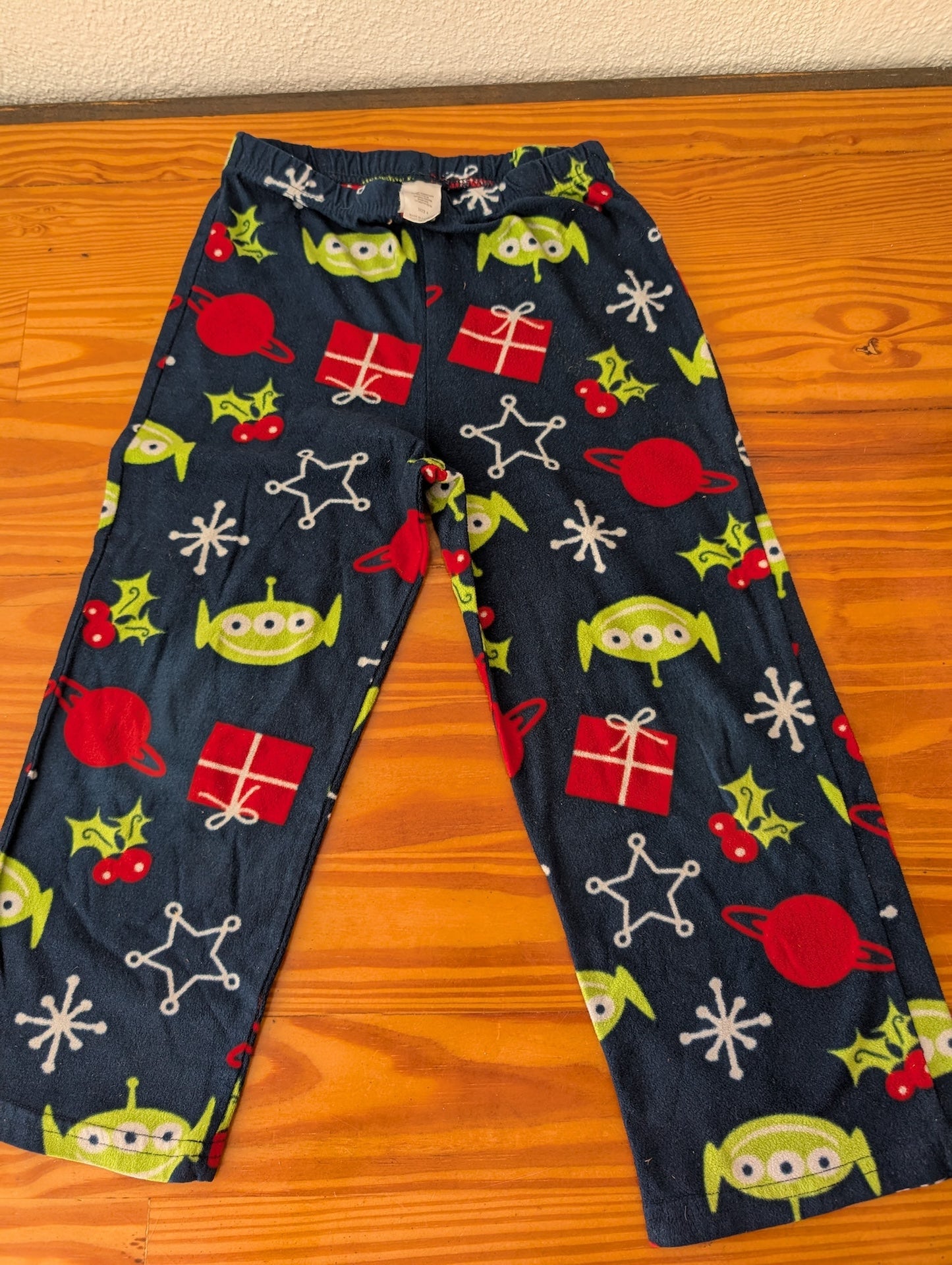 Toy Story Alien Christmas Pajama Pants from Disney/Pixar -  Apparel (Fleece (Polyester) Pajama Pants, Christmas, Disney, Holiday, Blue, Green, Red, White)