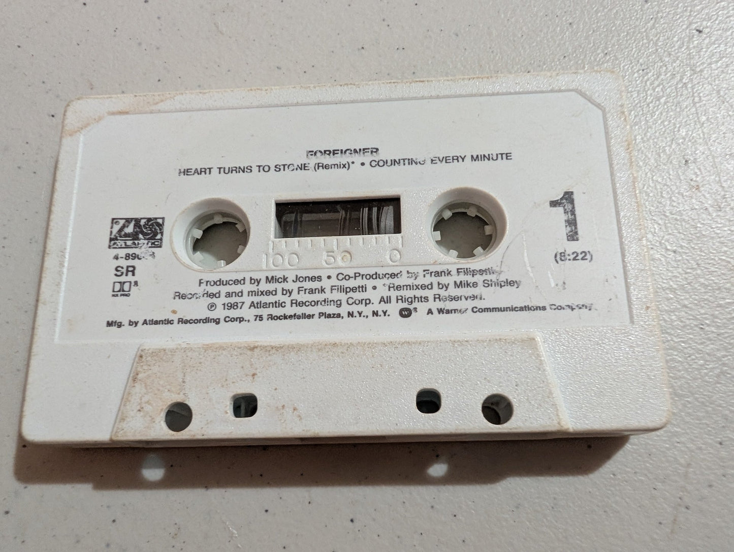 Foreigner Heart Turns to Stone (Remix) and Counting Every Minute 1987 Atlantic Recording Corp - cassette only