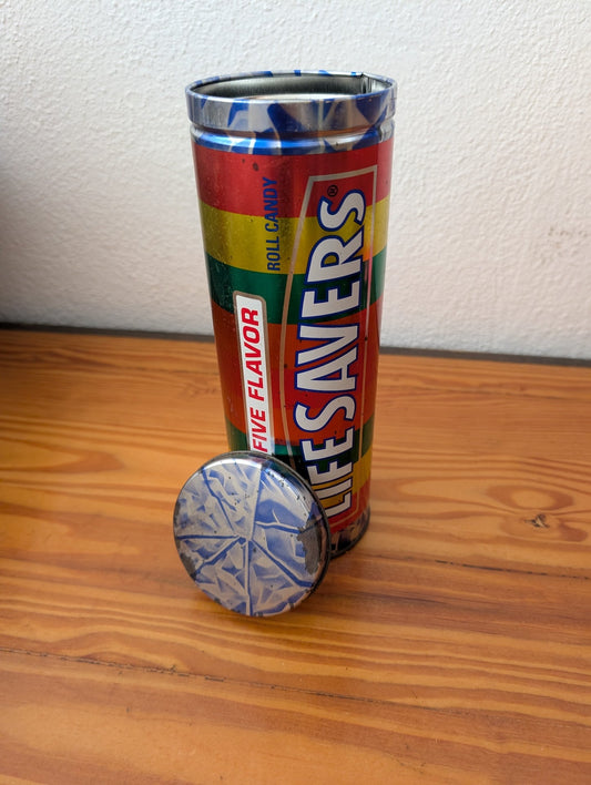 Five Flavor Roll Candy Bank from Life Savers - 1980s Collectibles (Tin Coin Bank Tin, Retro, Advertising, Kitsch, Multicolor)