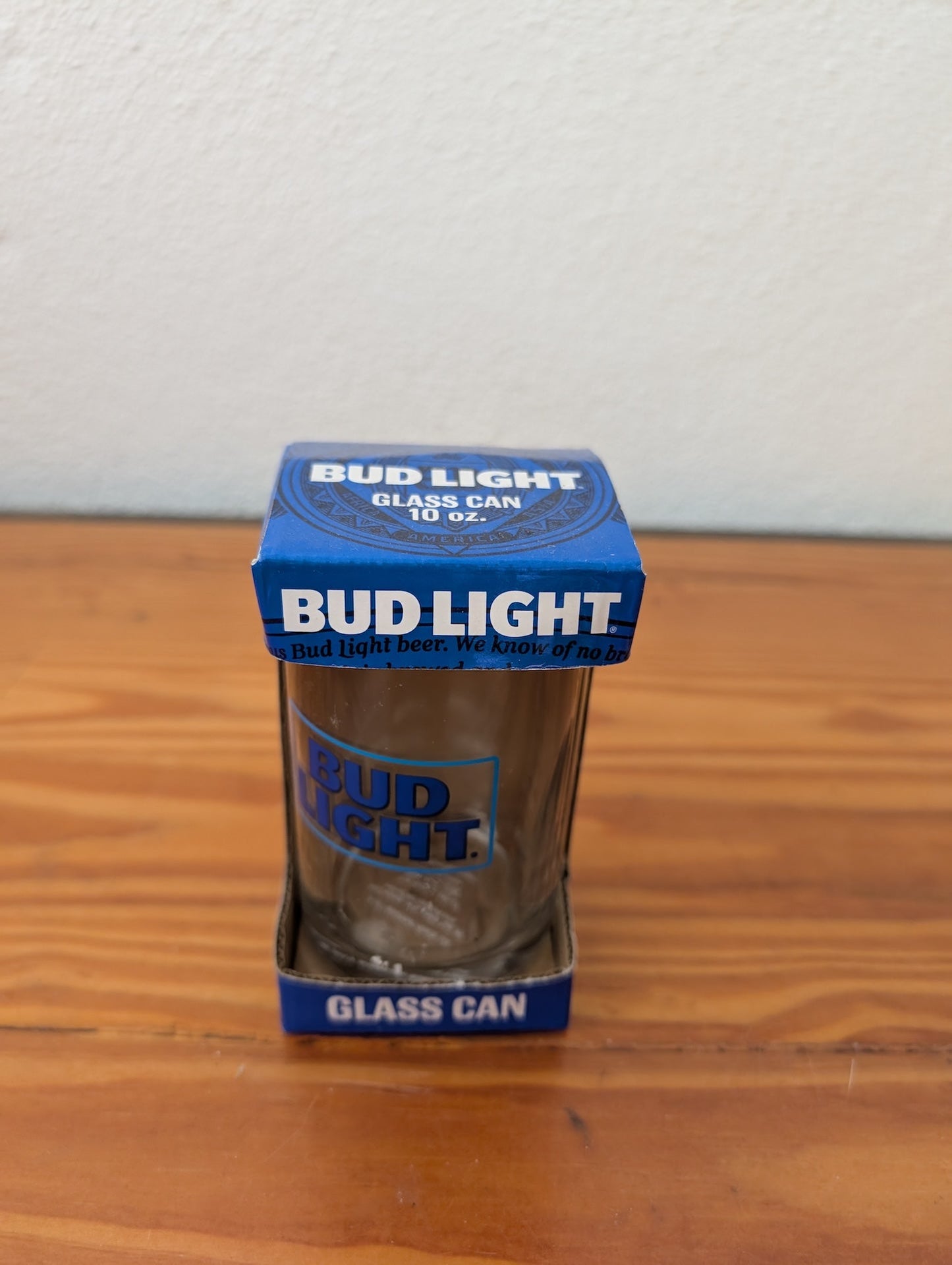 Bud Light Glass Can from Anheuser-Busch -  Glassware (Glass Drinking Glass, Barware, Breweriana, Clear, Blue)