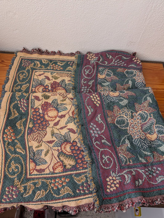 Tapestry throw blanket -  Linens (Jacquard Fabric (likely cotton/poly blend) blanket, Traditional, Tuscan, Green, Burgundy, Beige)