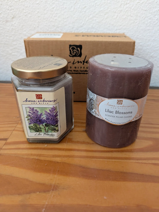 Lilac Blossoms Candles from Home Interiors and Gifts - 2000s Candles (Wax, Glass Candles, Traditional, Floral, Purple / Mauve)