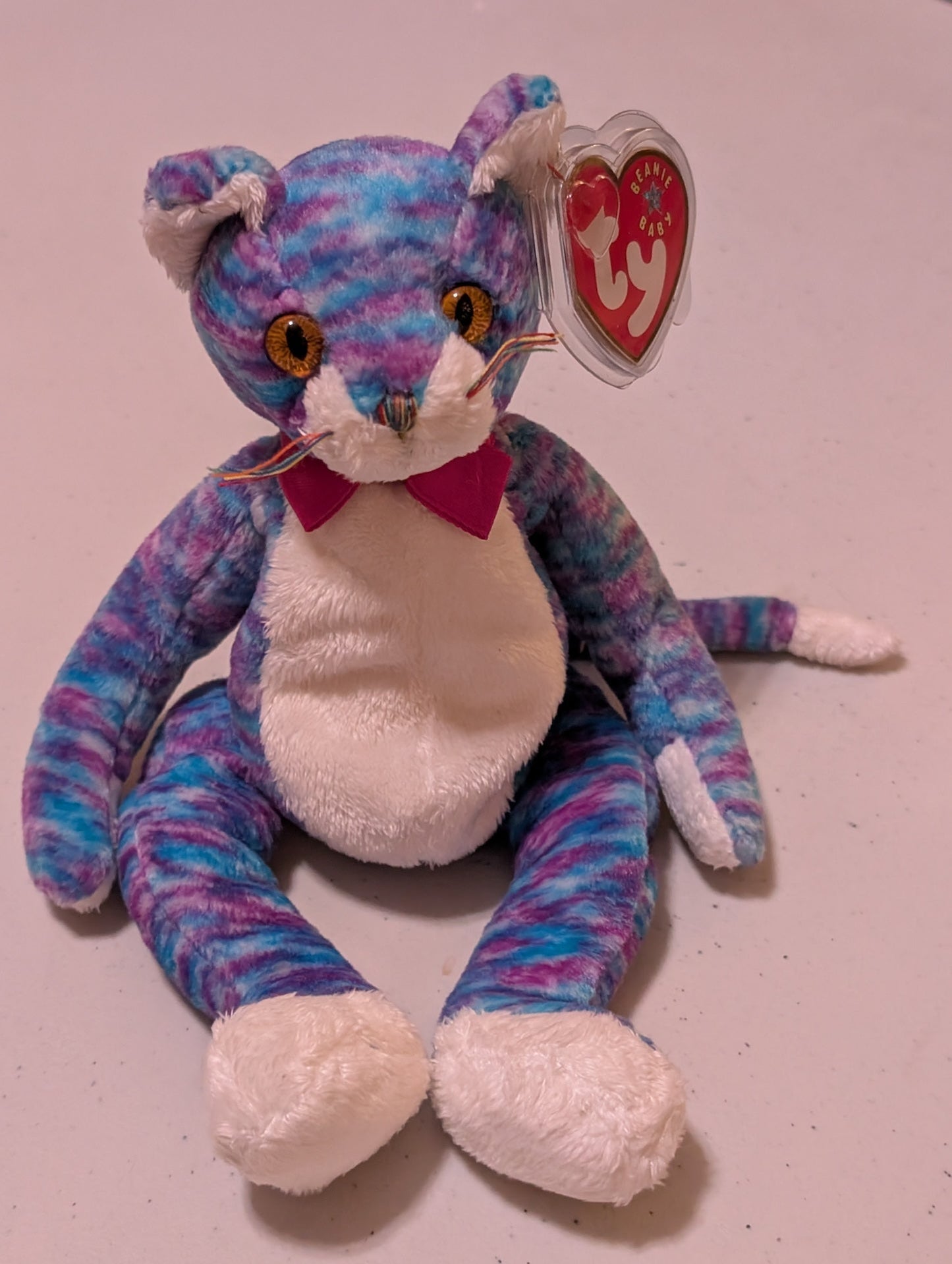 Kooky the Cat - Ty Beanie Baby (Purple & Blue, 2000, Plush Toy, Stuffed Animal, MWMT, Vintage, Retired)