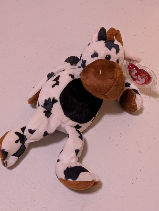 Daisy the Cow - Ty Beanie Baby (White & Black, 1994, Plush Toy, Stuffed Animal, MWMT, Vintage, Retired)