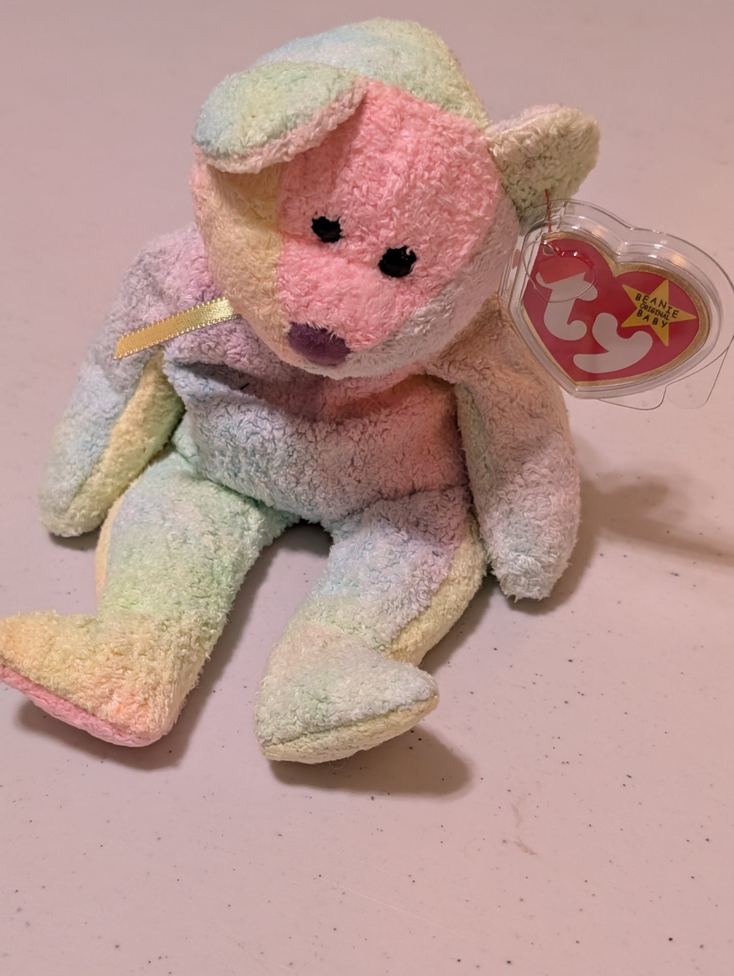 Peace the Bear - Ty Beanie Baby (Rainbow, 1996, Plush Toy, Stuffed Animal, MWMT, Vintage, Retired)