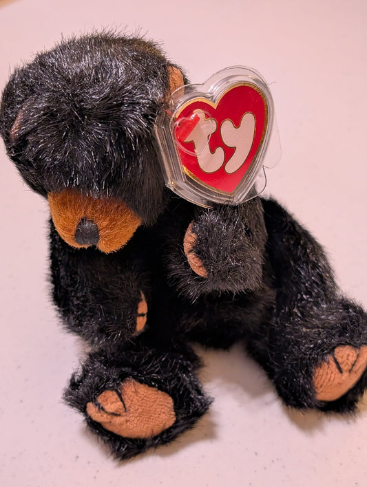 Blackie the Bear - Ty Beanie Baby (Black, 1994, Plush Toy, Stuffed Animal, MWMT, Vintage, Retired)