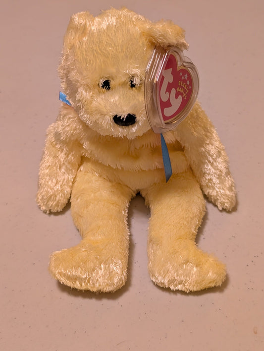 Hope the Bear - Ty Beanie Baby (Yellow, 1998, Plush Toy, Stuffed Animal, MWMT, Vintage, Retired)