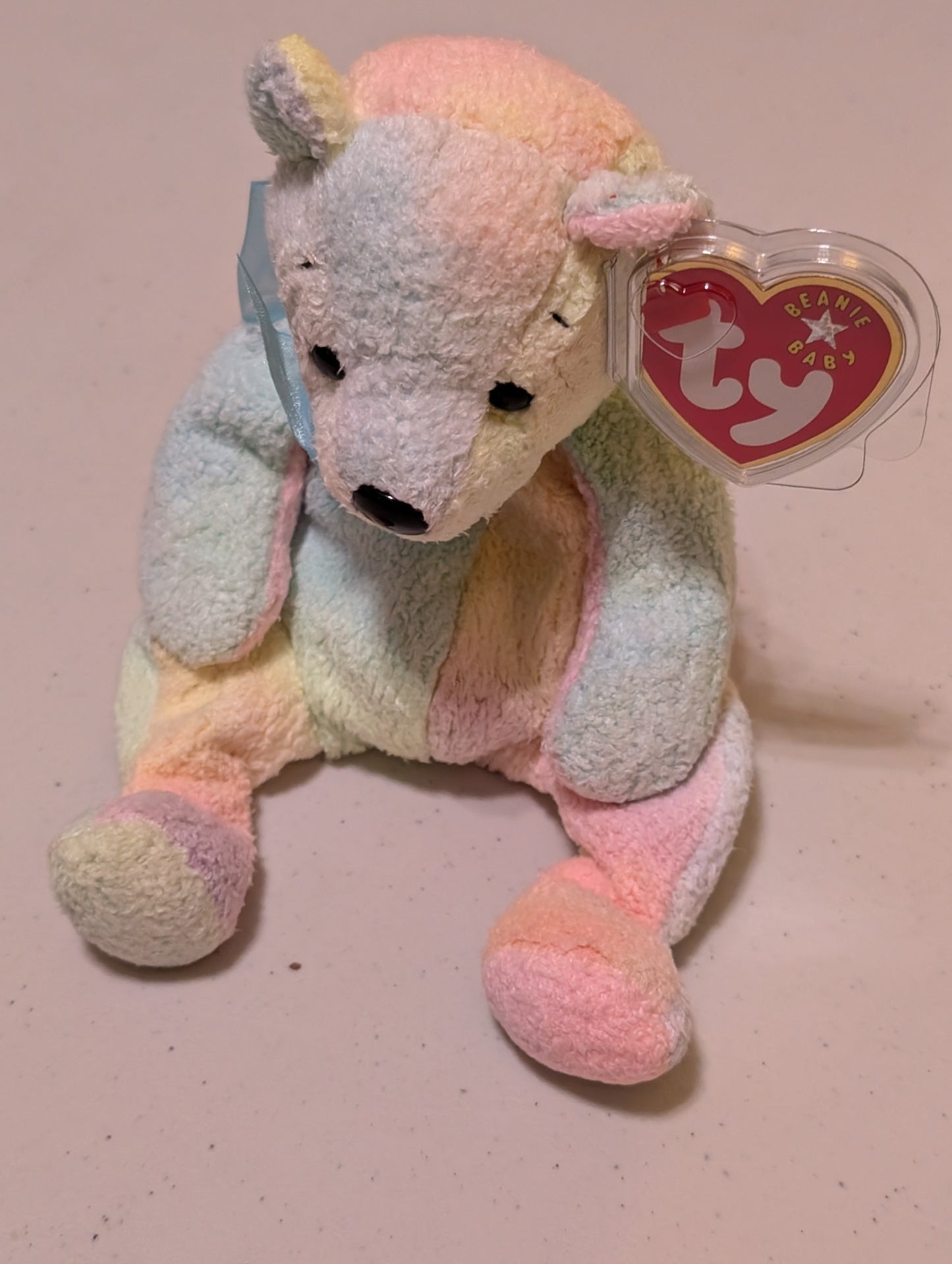 Mellow the Bear - Ty Beanie Baby (Rainbow, 1996, Plush, Toy, Stuffed Animal, MWMT, Vintage, Retired)