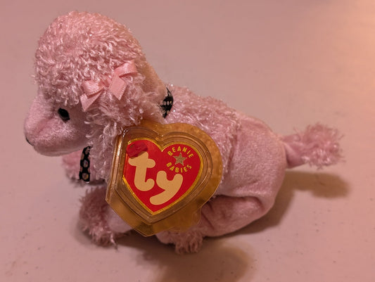 Gigi the Poodle - Ty Beanie Baby (Pink, 2001, Plush Toy, Stuffed Animal, MWMT, Vintage, Retired)
