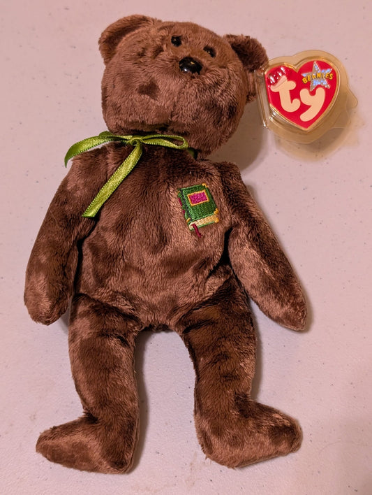 Professor the Bear - Ty Beanie Baby (Brown, 2002, Plush, Toy, Stuffed Animal, MWMT, Vintage, Retired)