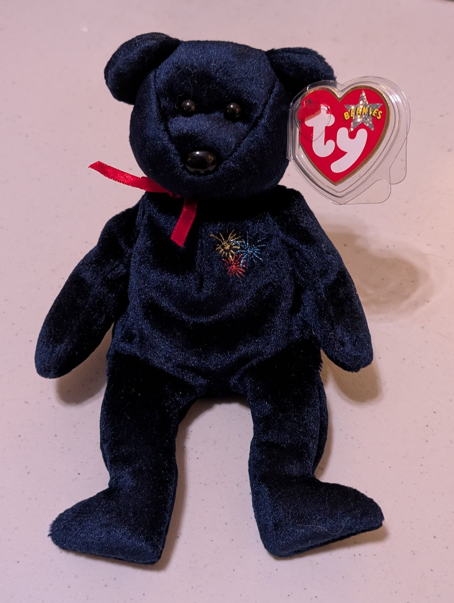 USA the Bear - Ty Beanie Baby (Blue, 2001, Plush Toy, Stuffed Animal, MWMT, Vintage, Retired)