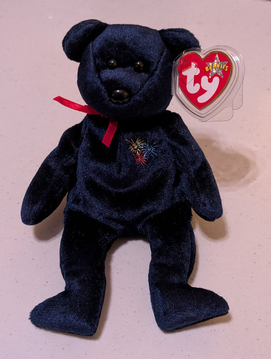 USA the Bear - Ty Beanie Baby (Blue, 2001, Plush Toy, Stuffed Animal, MWMT, Vintage, Retired)
