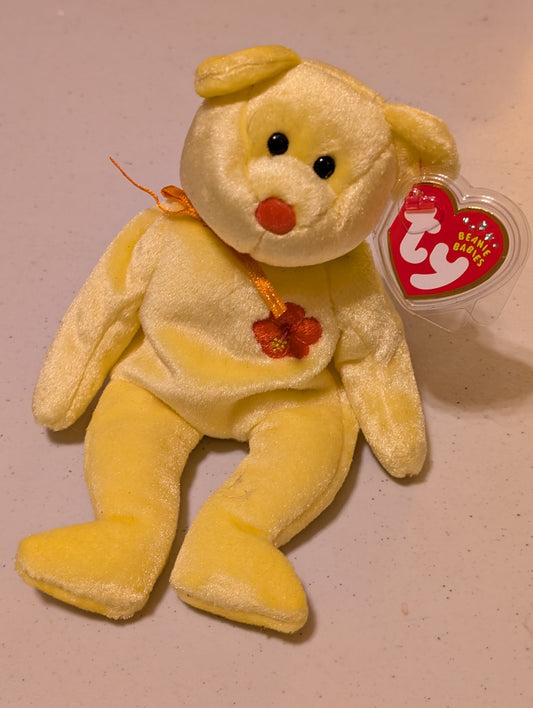 Daisy the Bear - Ty Beanie Baby (Yellow, 2000, Plush Toy, Stuffed Animal, MWMT, Vintage, Retired)