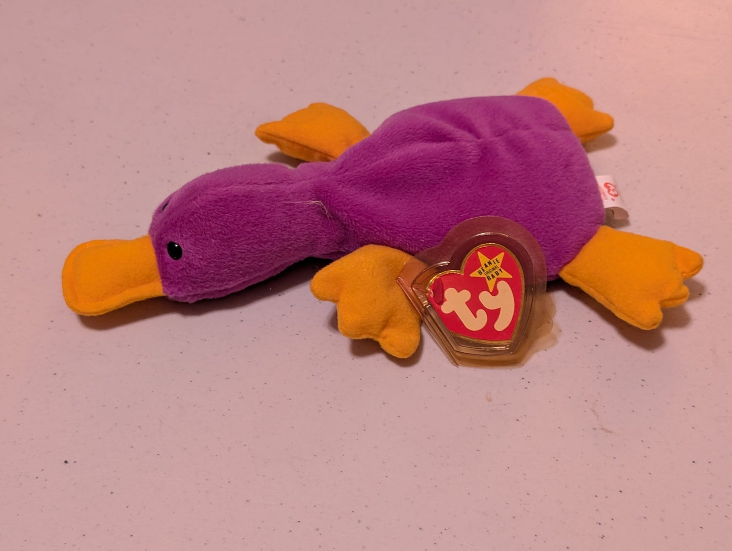 Patti the Platypus - Ty Beanie Baby (Purple, 1993, Plush Toy, Stuffed Animal, MWMT, Vintage, Retired)
