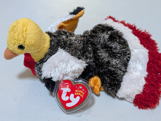 Gobbles the Turkey - Ty Beanie Baby (Multi-color, 2000, Plush Toy, MWMT, Stuffed Animal, Vintage, Retired, Plushie)