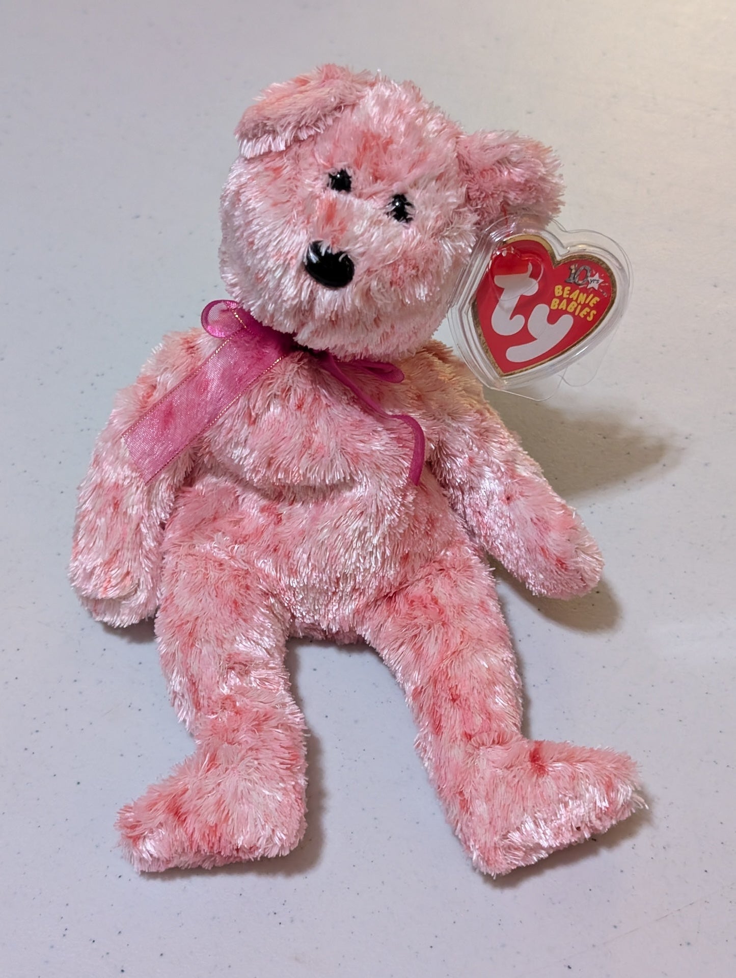 Romentic the Bear - Ty Beanie Baby (Pink, White, 2002, Plush Toy, MWMT, Stuffed Animal, Vintage, Retired, Plushie)