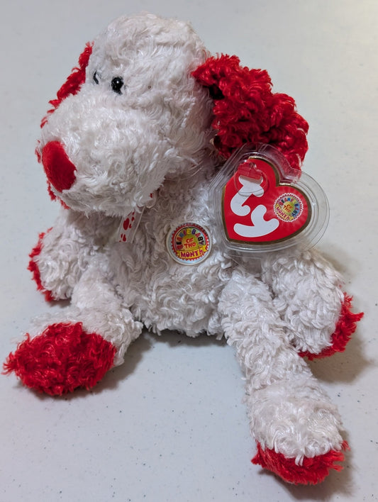 February the Dog - Ty Beanie Baby of the Month (White, Red, 2003, Plush Toy, MWMT, Stuffed Animal, Vintage, Retired, Plushie)