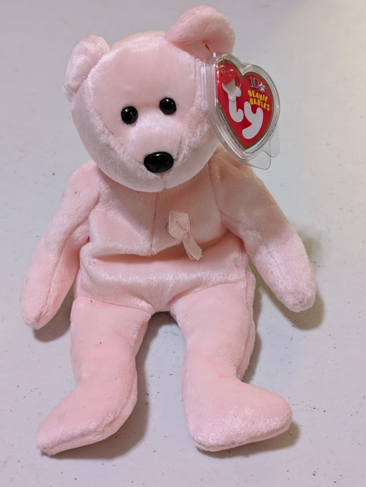 Awareness the Bear - Ty Beanie Baby (Pink, 2003, Plush Toy, MWMT, Stuffed Animal, Vintage, Retired, Plushie)