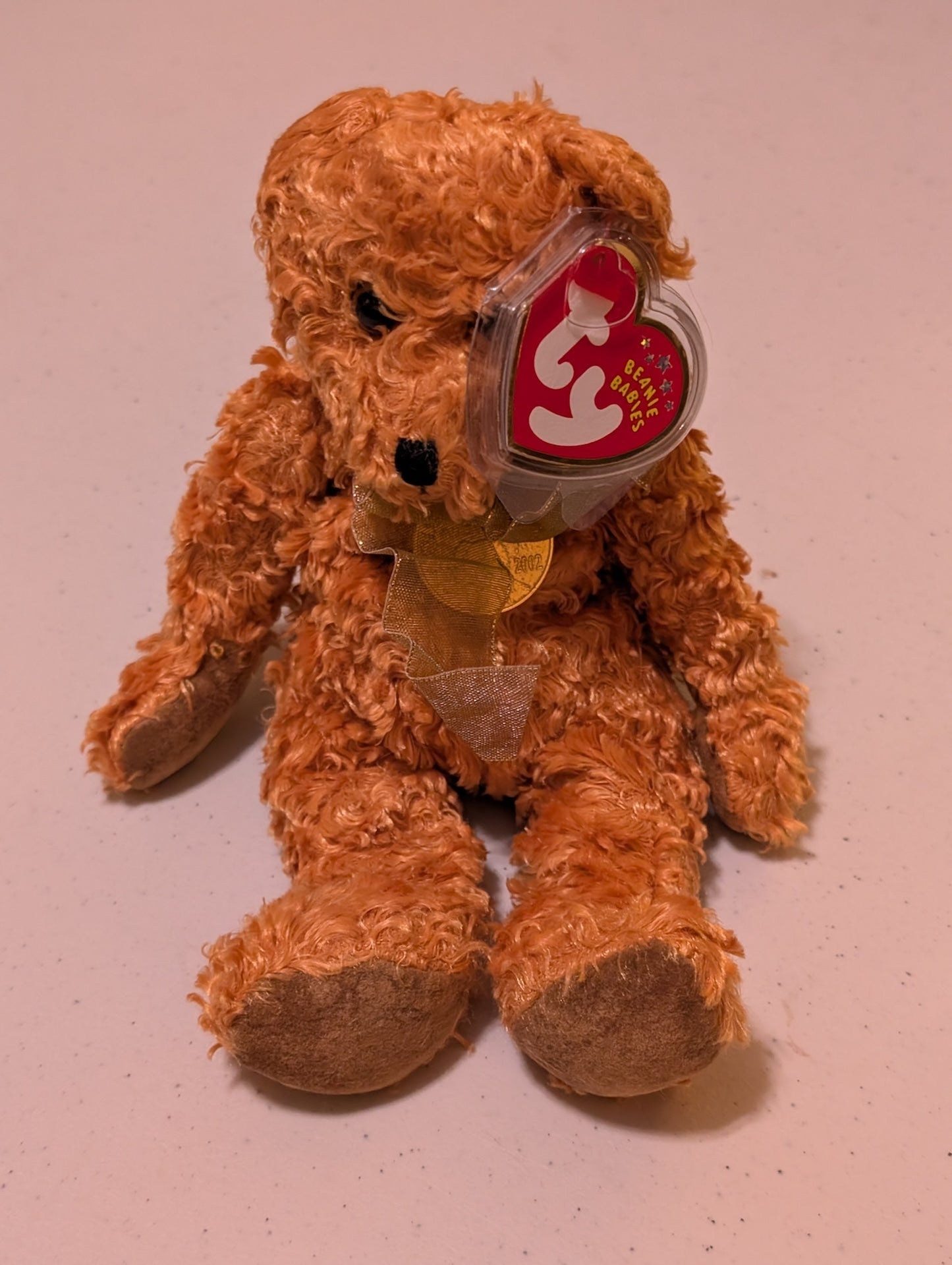 Saffron the Bear - Ty Beanie Baby (Orange, Gold, 2000, Plush Toy, MWMT, Stuffed Animal, Vintage, Retired, Plushie)