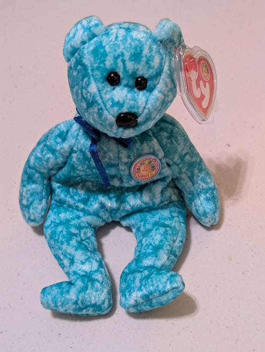 January the Bear - Ty Beanie Baby of the Month (Blue, White, 2002, Plush Toy, MWMT, Stuffed Animal, Vintage, Retired, Plushie)
