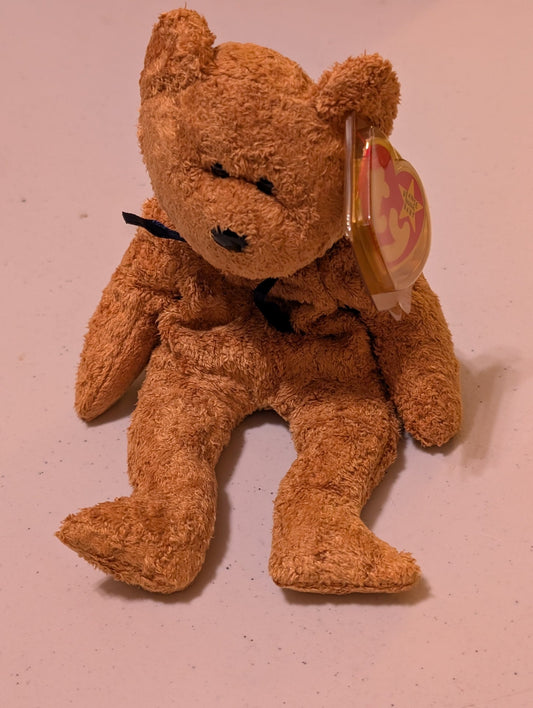 Fuzz the Bear - Ty Beanie Baby (Brown, 1999, Plush Toy, MWMT, Stuffed Animal, Vintage, Retired, Plushie)