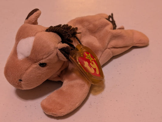 Derby the Horse - Ty Beanie Baby (Brown, White, 1995, Plush Toy, MWMT, Stuffed Animal, Vintage, Retired, Plushie)
