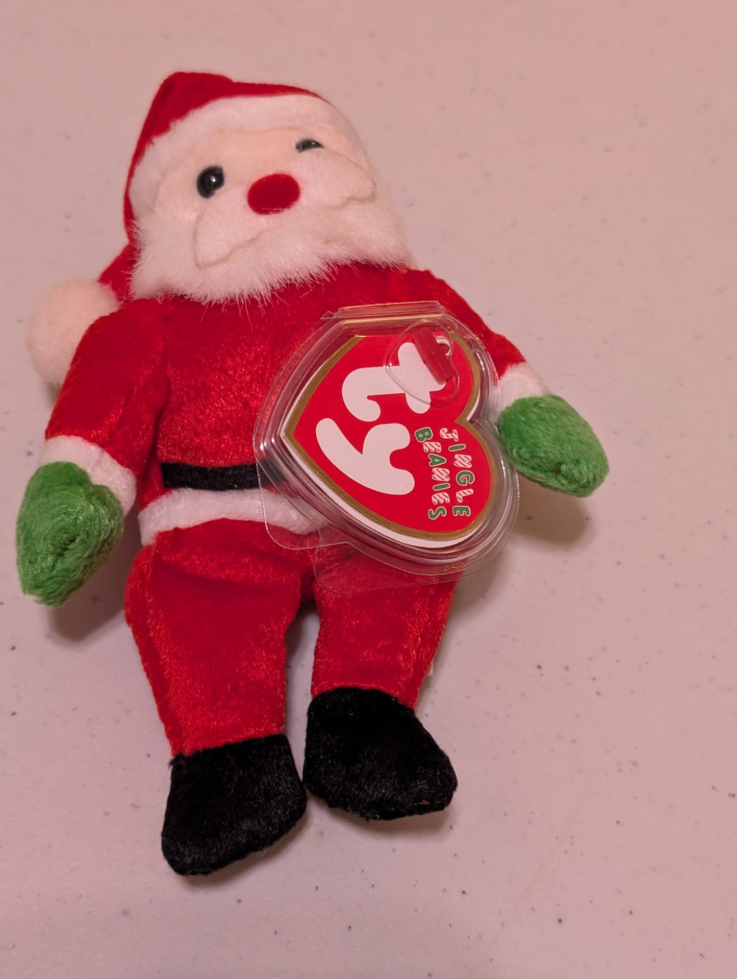Santa the Santa Claus - Ty Jingle Beanie (Red, White, Green, Black, 1998, Plush Toy, MWMT, Stuffed Animal, Vintage, Retired, Plushie)