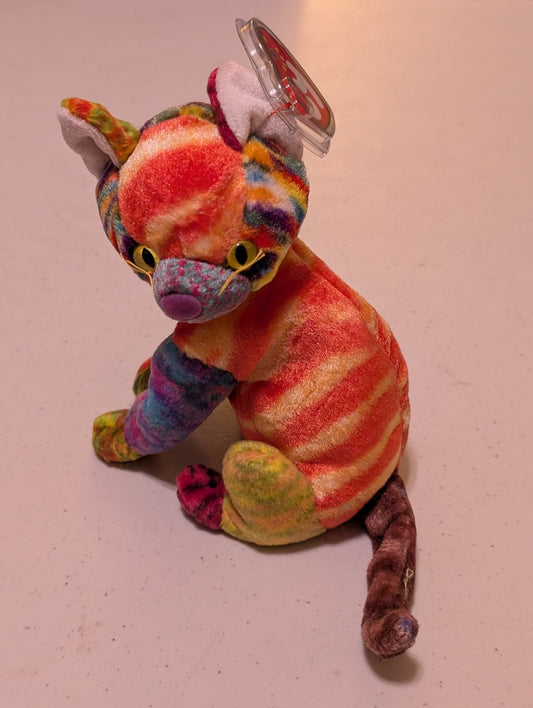 Kaleidoscope the Cat - Ty Beanie Baby (Multi-color, 2000, Plush Toy, MWMT, Stuffed Animal, Vintage, Retired, Plushie)
